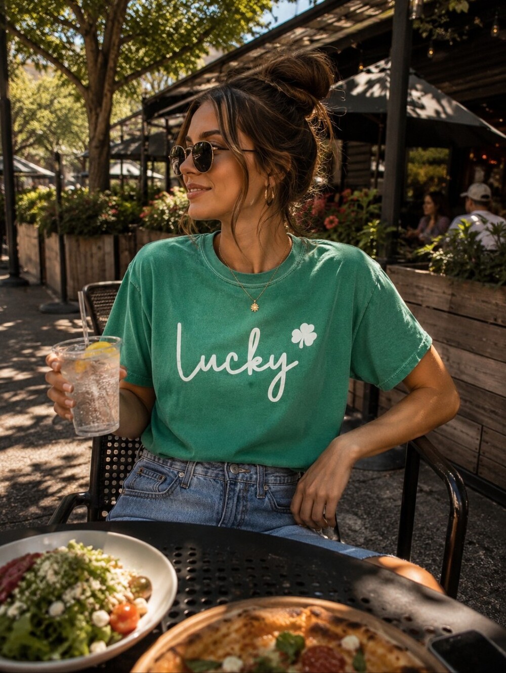 #1 Lucky Graphic Tee - Green Women’s Top